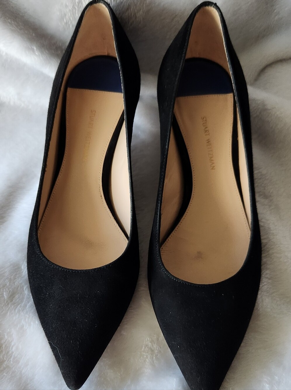 Stuart Weitzman Black Pointed-Toe Heels
